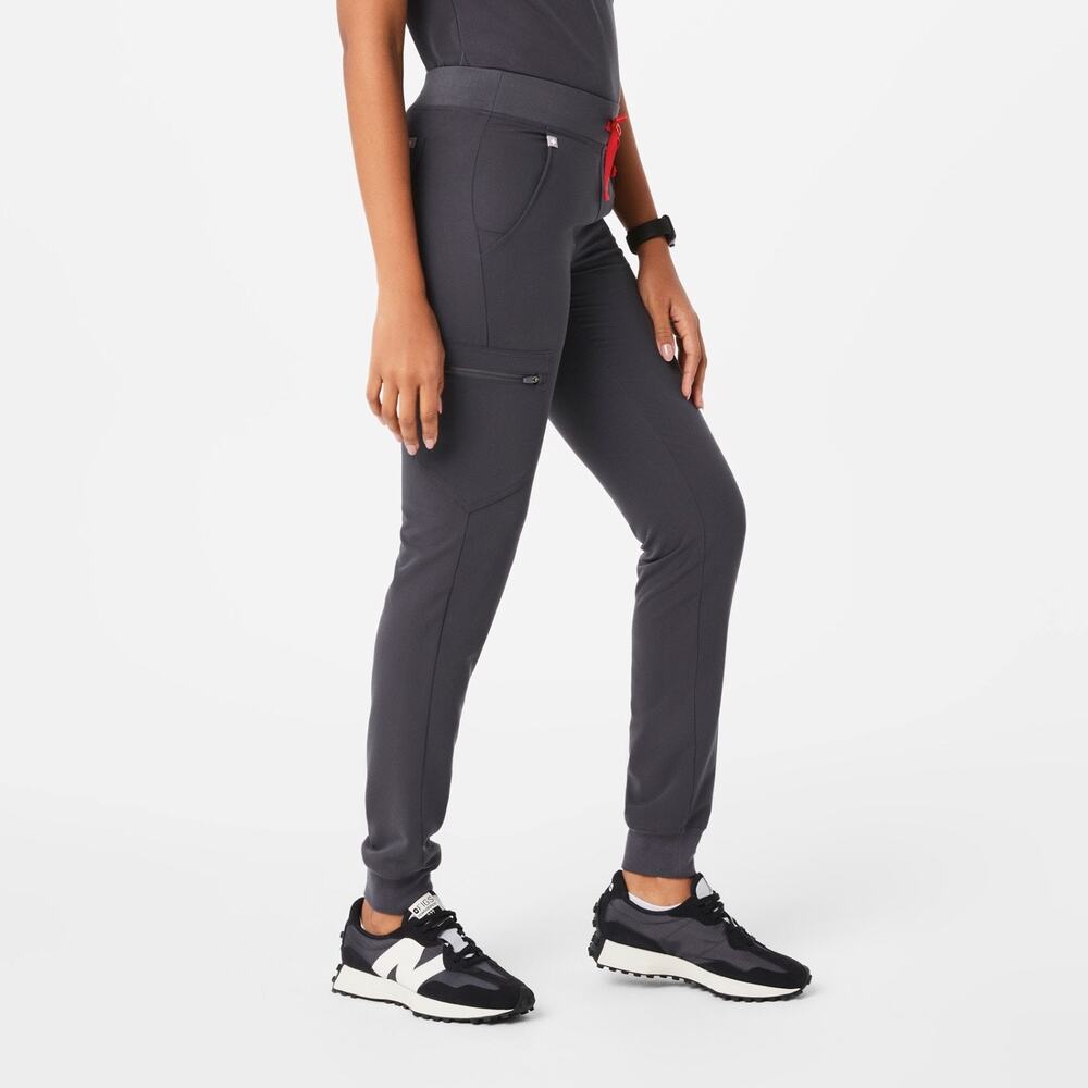 FIGS Zamora Jogger Scrub Pant Women S Gray Pocket Drawstring Elastic Waist Logo - Picture 13 of 15